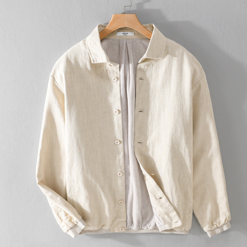 Men's Lined Overshirt Jacket made of Linen Blend Chichicherry