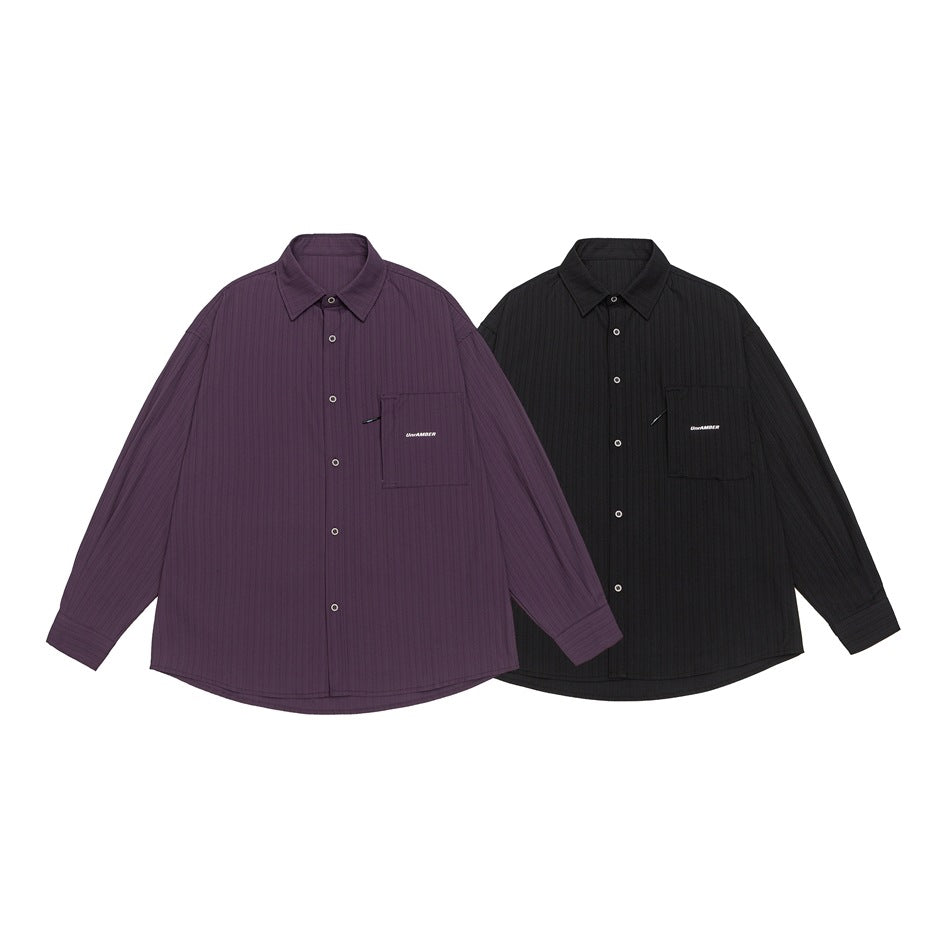 Unisex Oversize Shirt Jacket with structured ribbed look and patch breast pocket Chichicherry