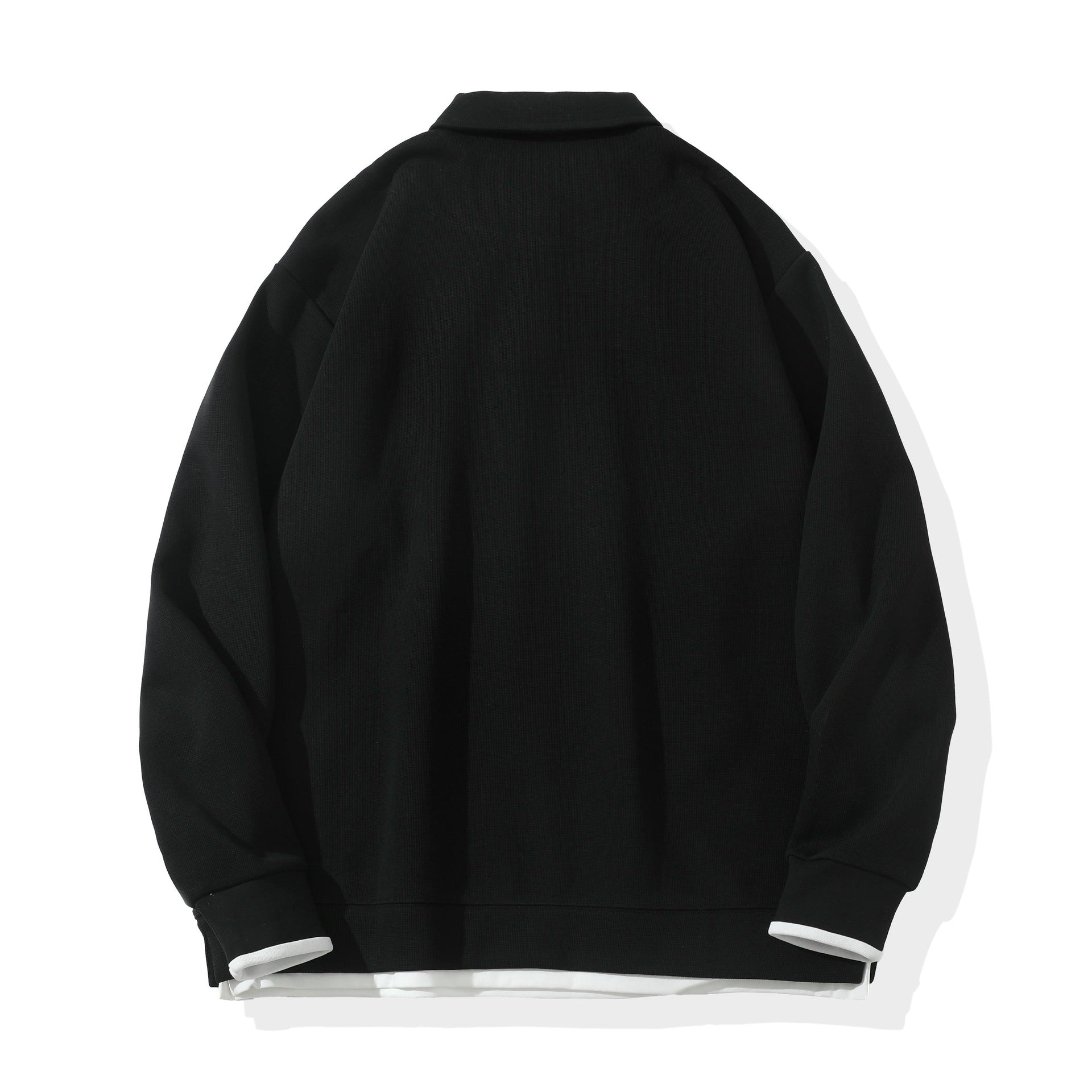 Unisex Oversize Polo Shirt Sweatshirt with Half Button Placket and Layering Effect Chichicherry