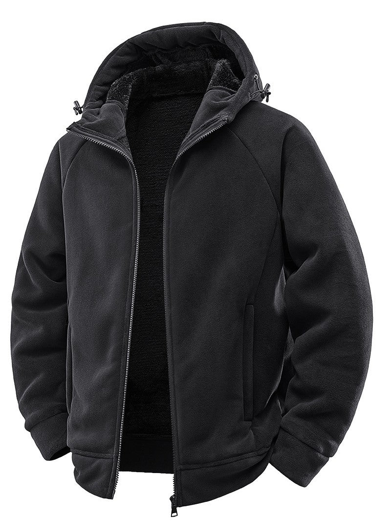 Men's Padded Hooded Fleece Jacket with Teddy Lining and Full-Length Zip Chichicherry
