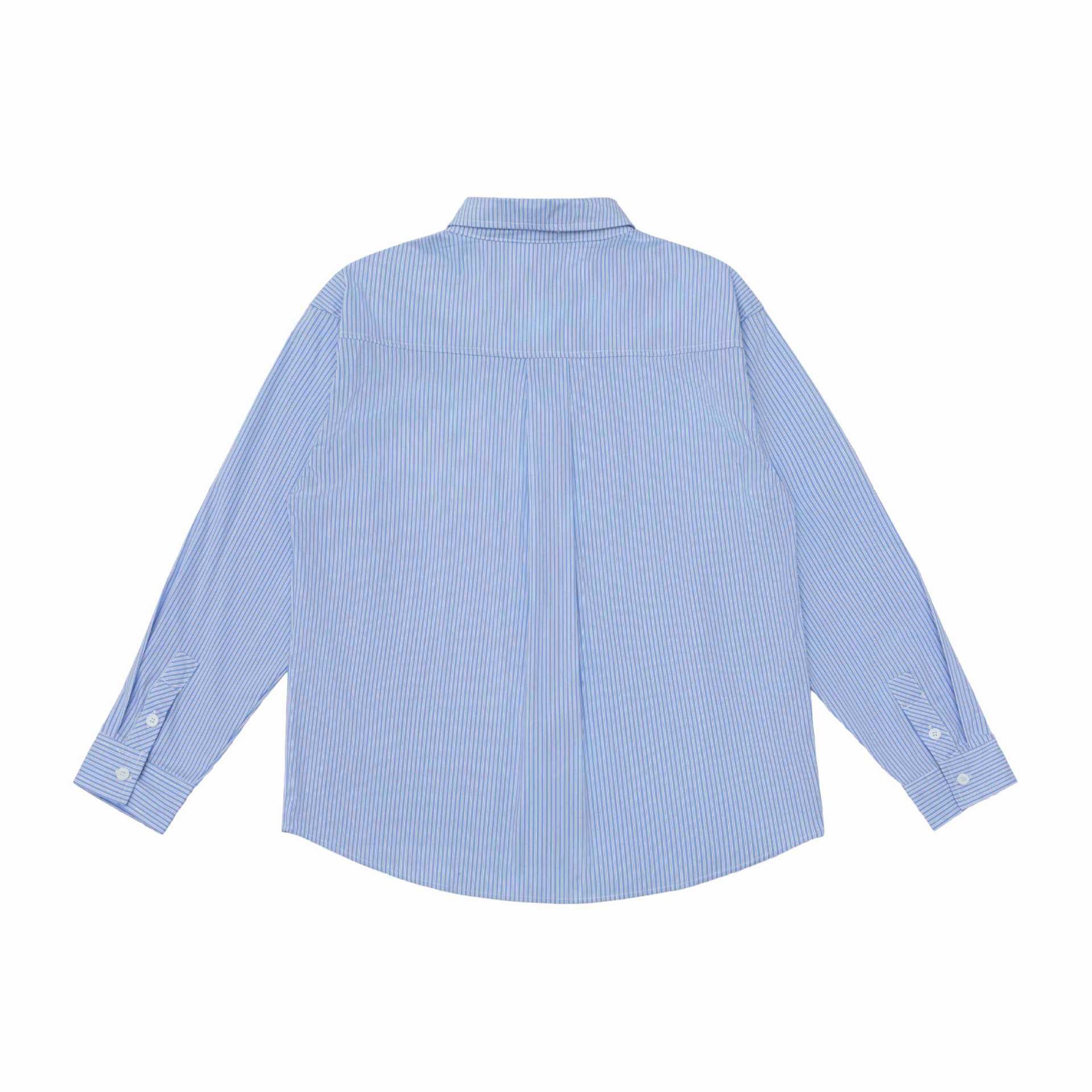Unisex Oversize Striped Shirt with Stitch Detail and Kent Collar Chichicherry
