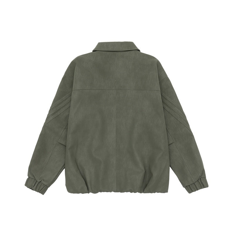 Unisex Boxy Shirt Jacket with concealed press stud placket, raglan seams and elastic hem Chichicherry