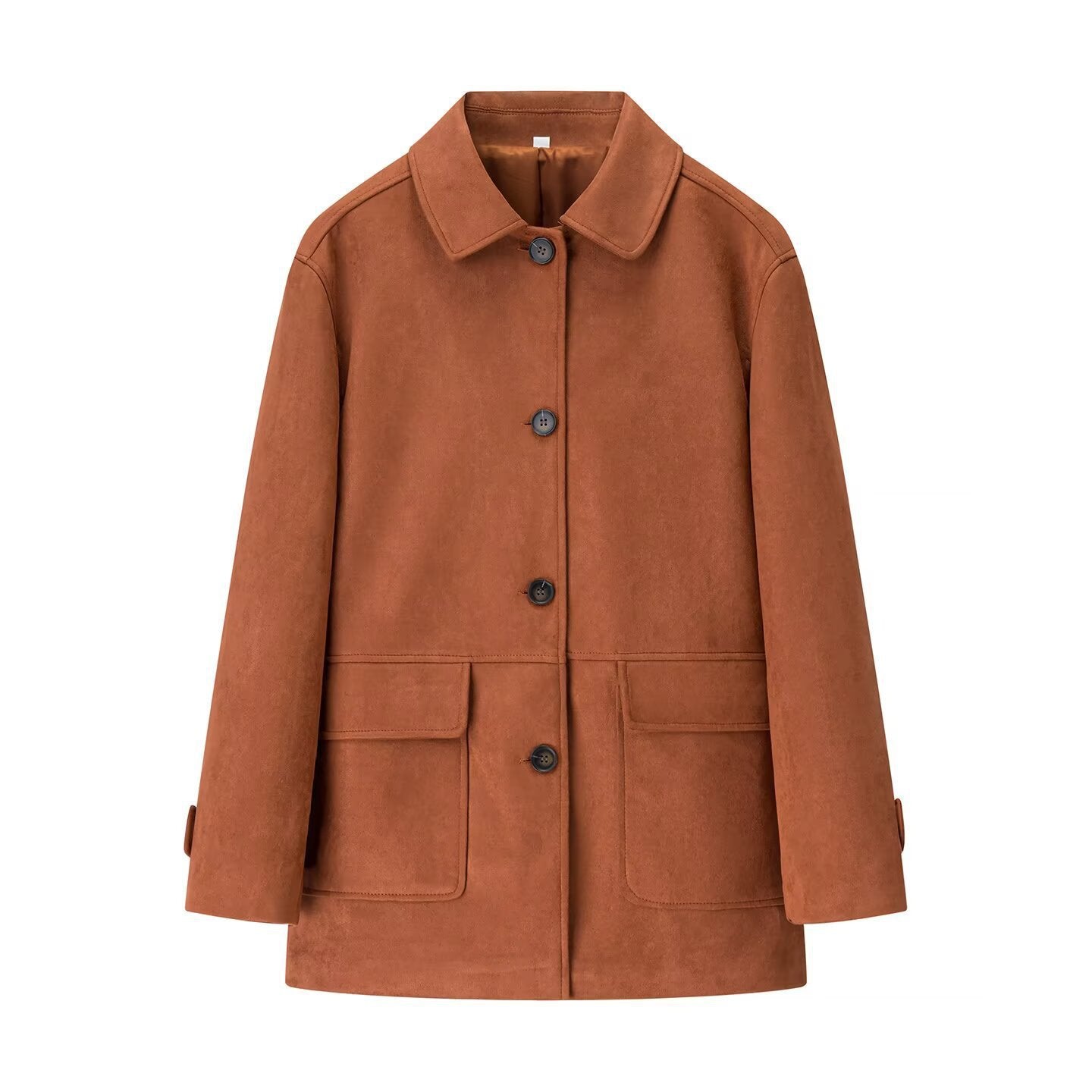 Women Midi Length Velvet Look Coat Chichicherry