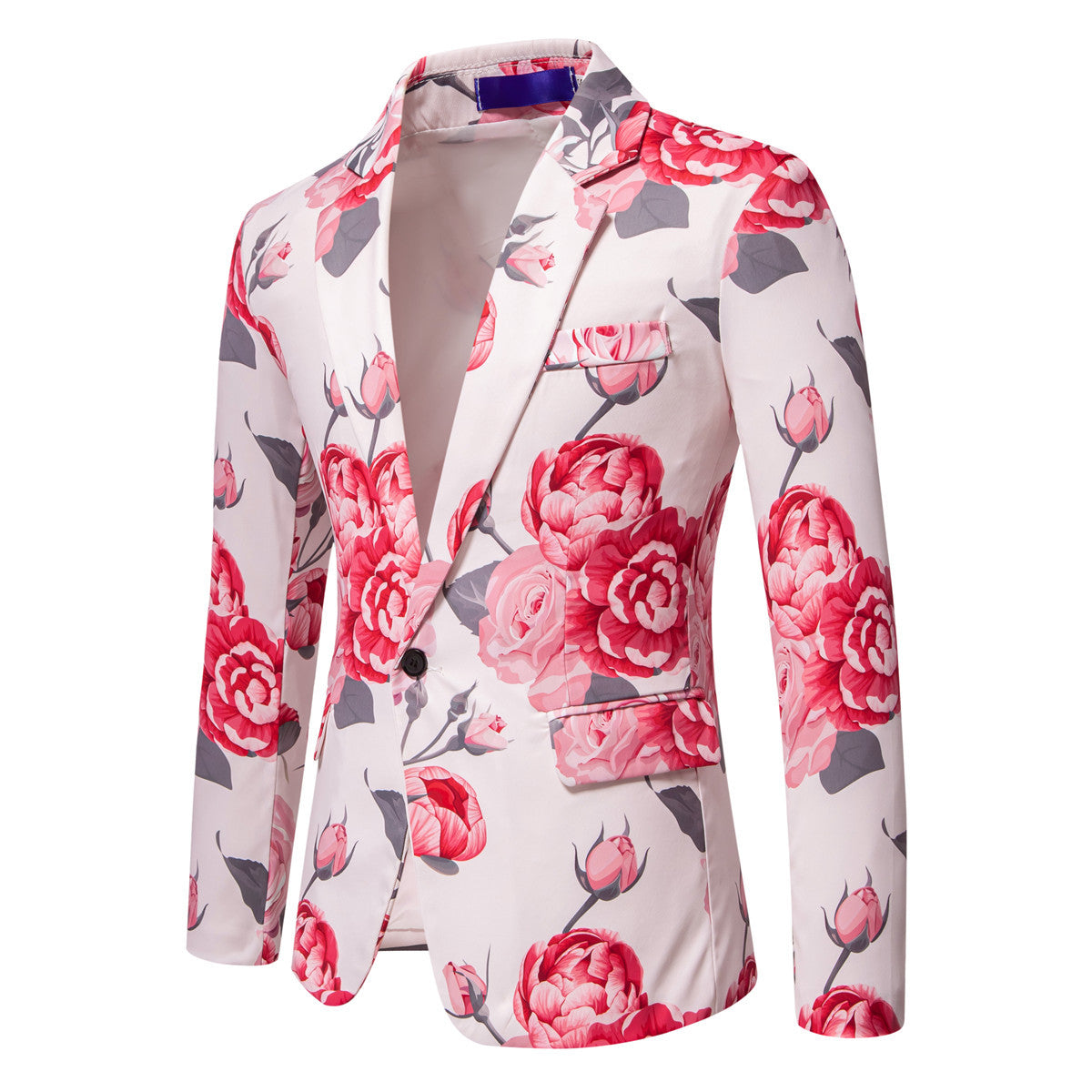 Men's Slim-Fit Blazer with all-over floral print and narrow lapel Chichicherry