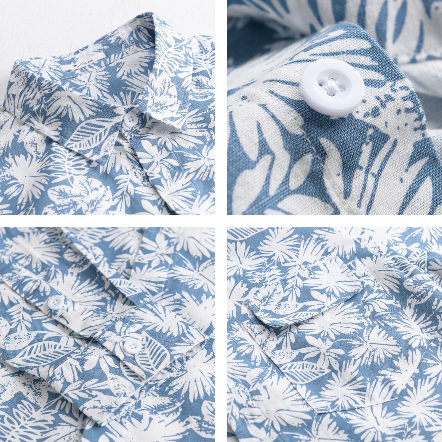 Women's Lightweight Floral Print Overshirt made of Linen-Cotton Blend with Kent Collar and Chest Pocket Chichicherry