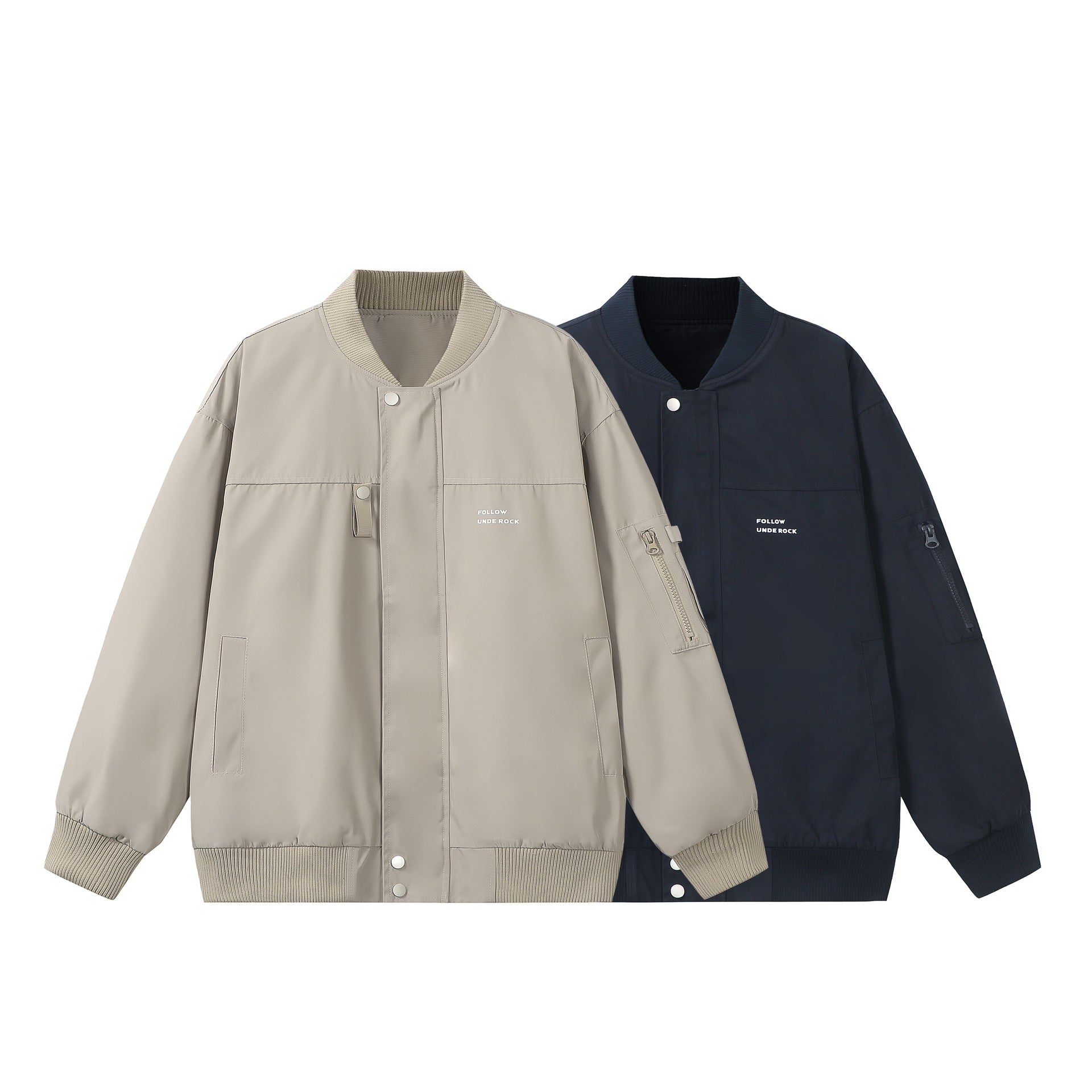 Unisex Short-cut padded bomber jacket with zippered sleeve pocket and ribbed cuffs Chichicherry