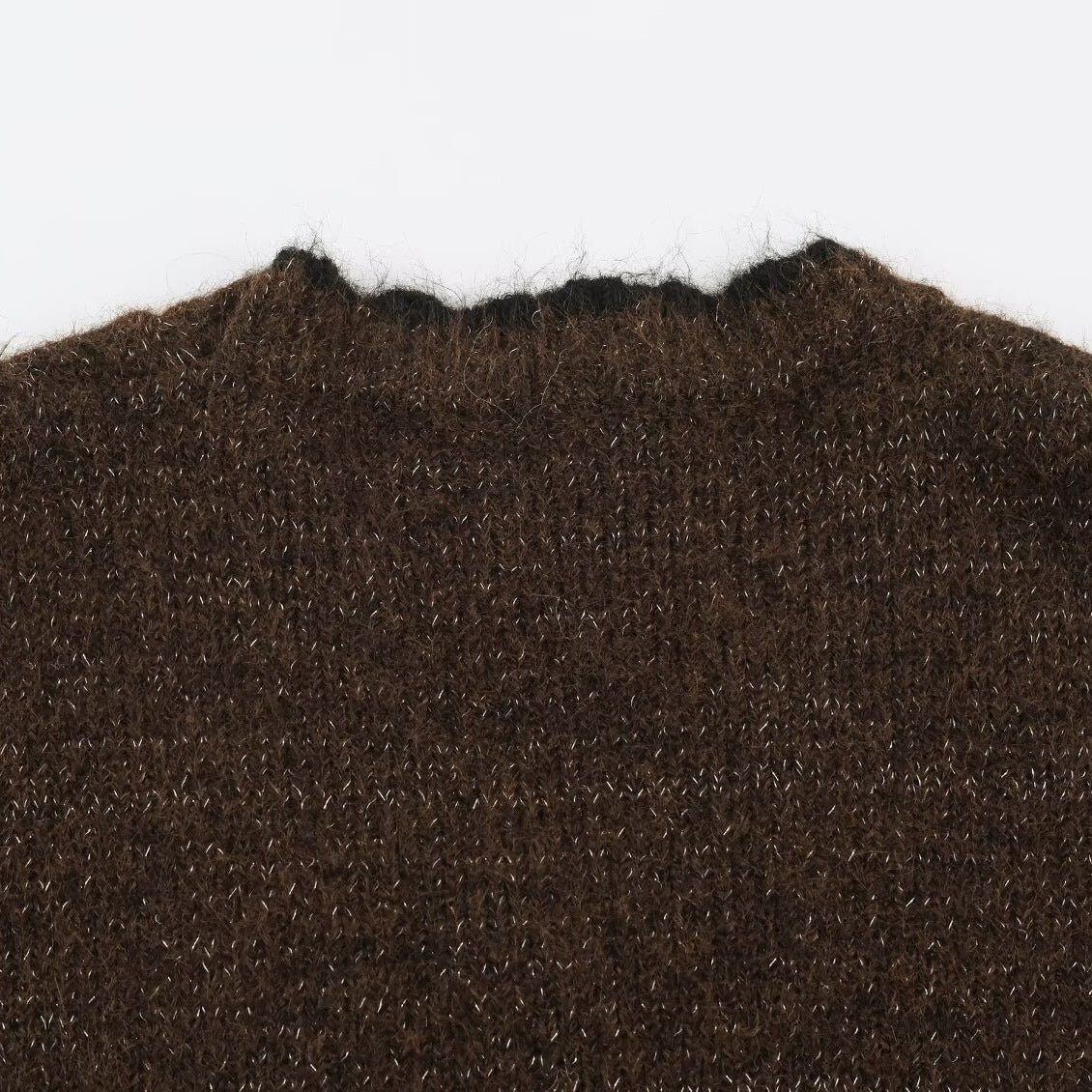 Women's Oversize Knit Cardigan with V-Neck, Button Placket and Contrasting Decorative Edges Chichicherry