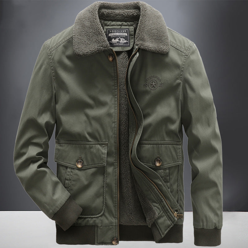 Men's pilot jacket in vintage utility style with teddy inner lining and ribbed cuffs Chichicherry