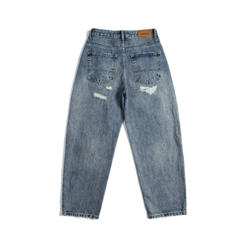 Ladies High-Waist Mom Jeans with wide leg, used wash and destroyed details Chichicherry