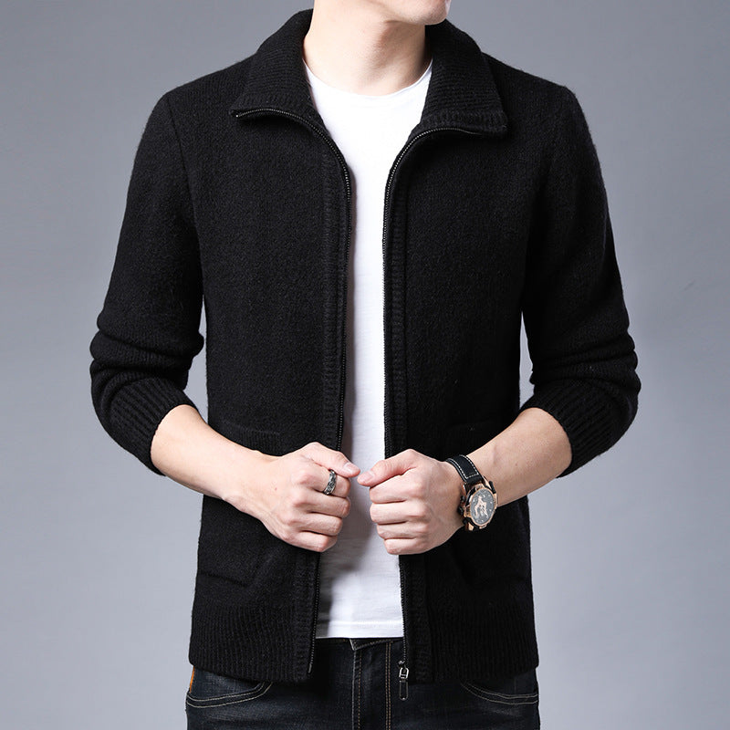 Men's cardigan with full zip, stand-up collar, and patch pockets Chichicherry