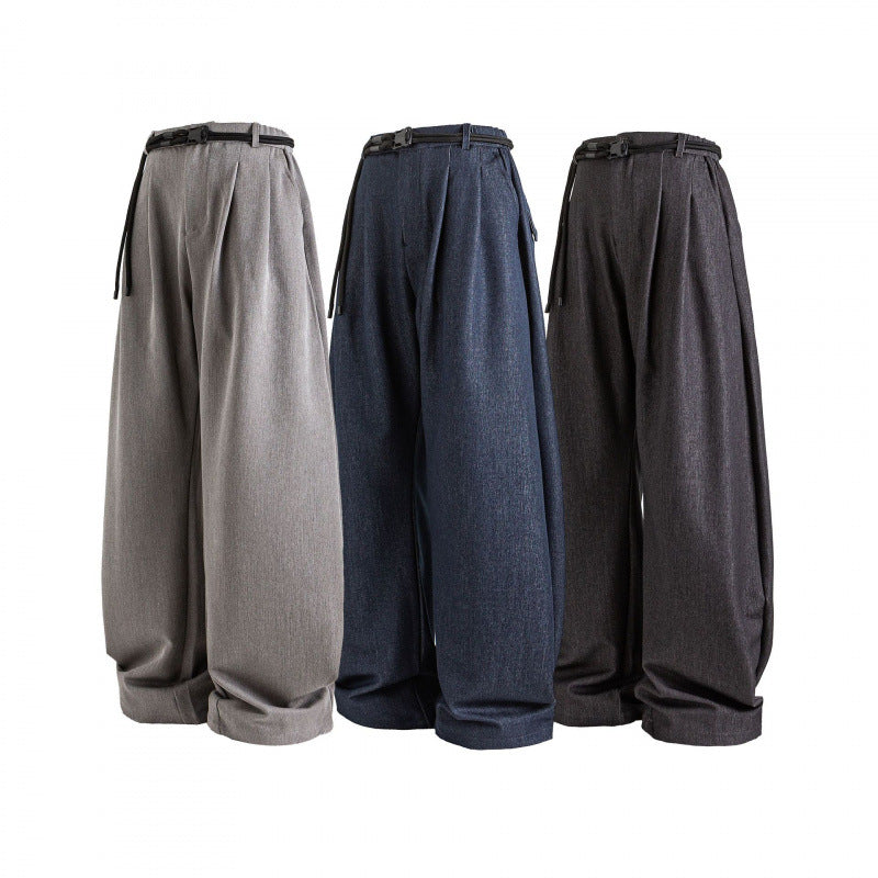 Women's high-waisted wide Marlene pants with pleated waistband and drawstring belt Chichicherry