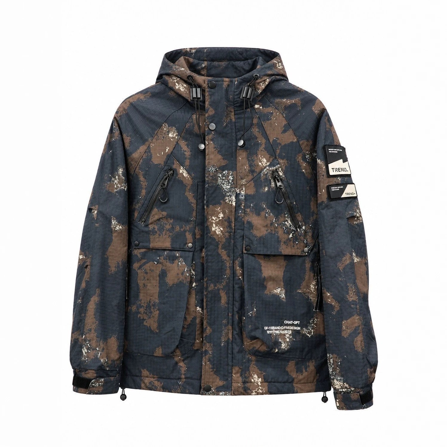 Men's Technical Camouflage Parka with Hood and Ripstop Outer Material Chichicherry