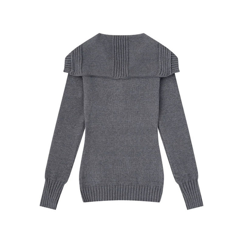 Women's knit sweater with cable pattern, shawl collar and button placket Chichicherry