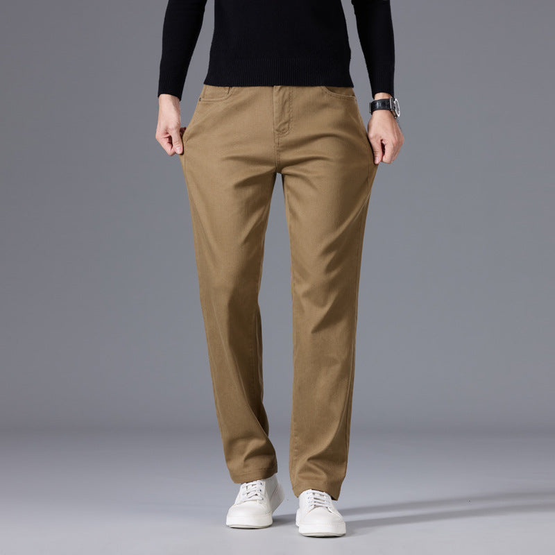 Men's Relaxed Cotton Twill Chino Pants with Straight Leg Chichicherry