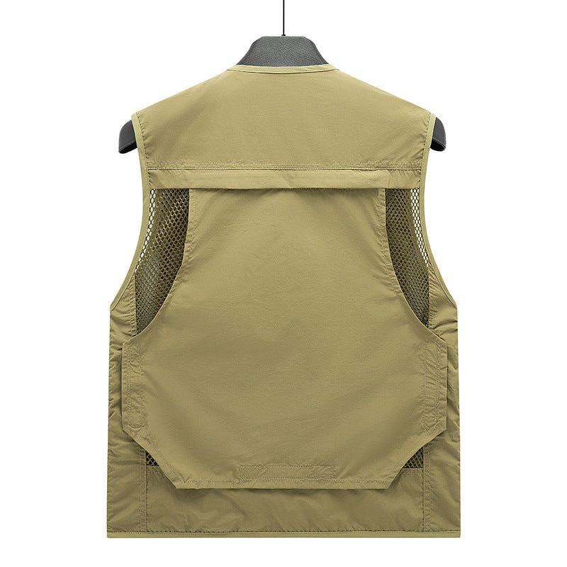 Men's Lightweight Mesh Utility Vest with many zipper and flap pockets for outdoor and photography Chichicherry