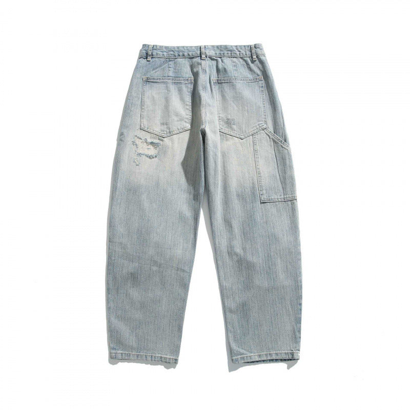 Unisex Wide Vintage Jeans with Distressed Details and Straight Leg Chichicherry