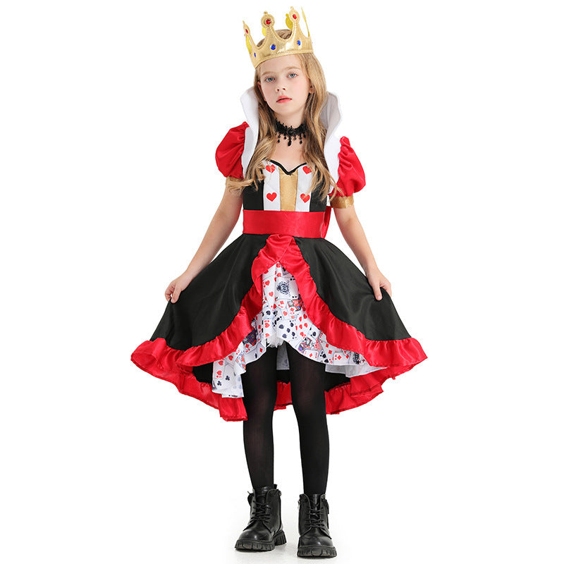 Girl's costume as royal Heart Lady with ruffles and detailed accessories Chichicherry