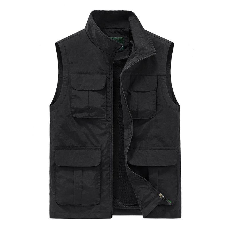 Men's Multi-Functional Utility Vest with Multiple Pockets and Mesh Lining Chichicherry