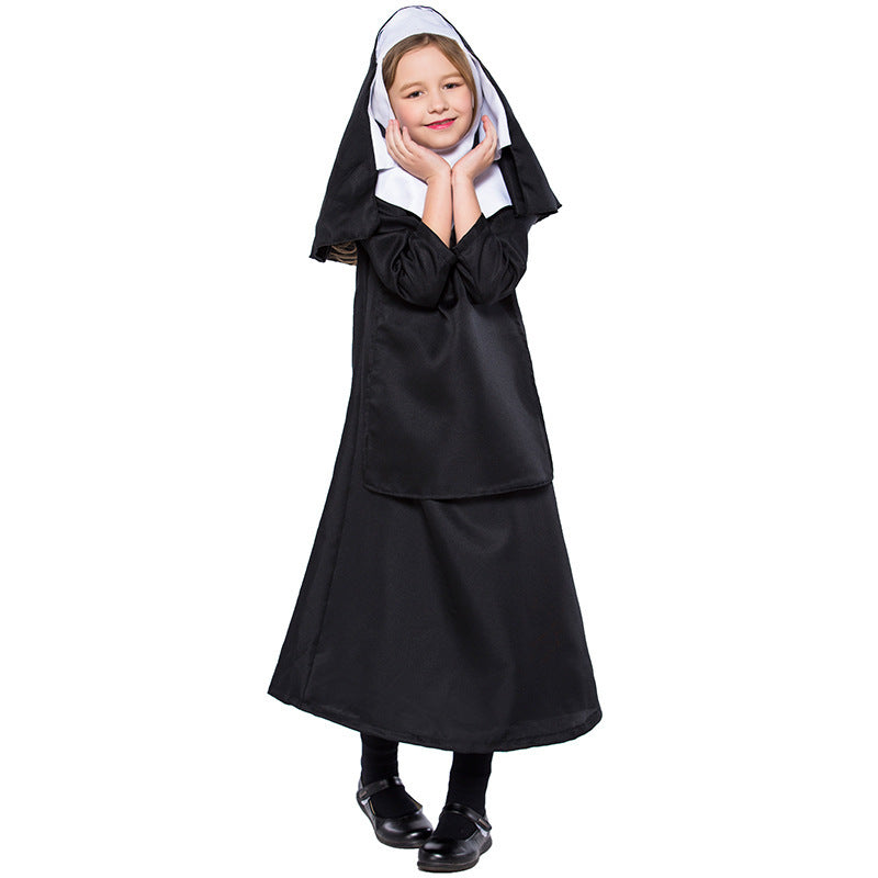 Girls' Nun Costume with Traditional Garment and Elegant Headdress Chichicherry
