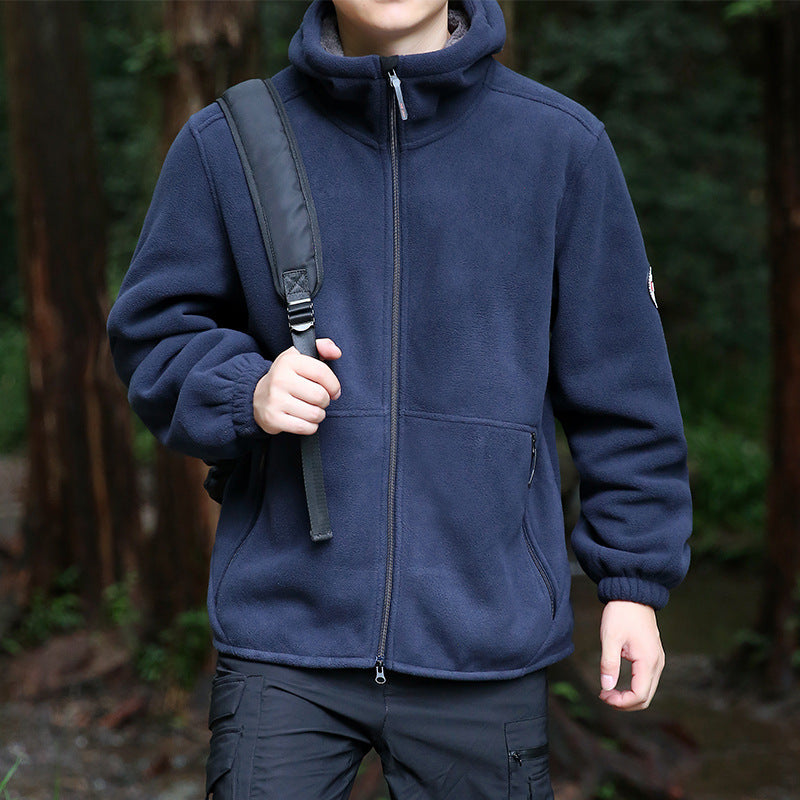 Men's outdoor fleece jacket with hood, full zip and zip pockets Chichicherry