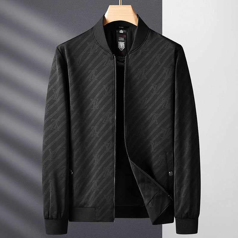 Men's Slim-Fit Jacquard Bomber Jacket with tonal pattern, zipper and ribbed cuffs Chichicherry