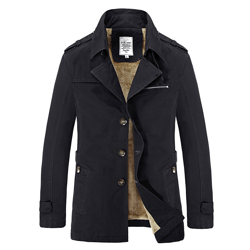 Men's military-inspired short coat with teddy fleece lining and zip chest pocket Chichicherry