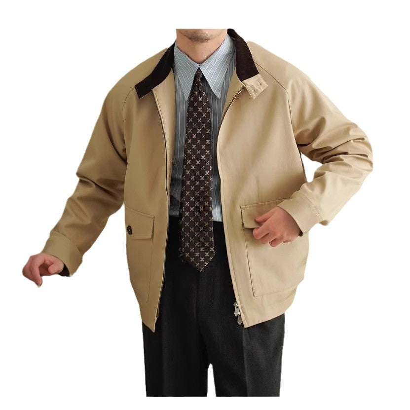 Men's Harrington jacket with corduroy collar and patch pockets Chichicherry