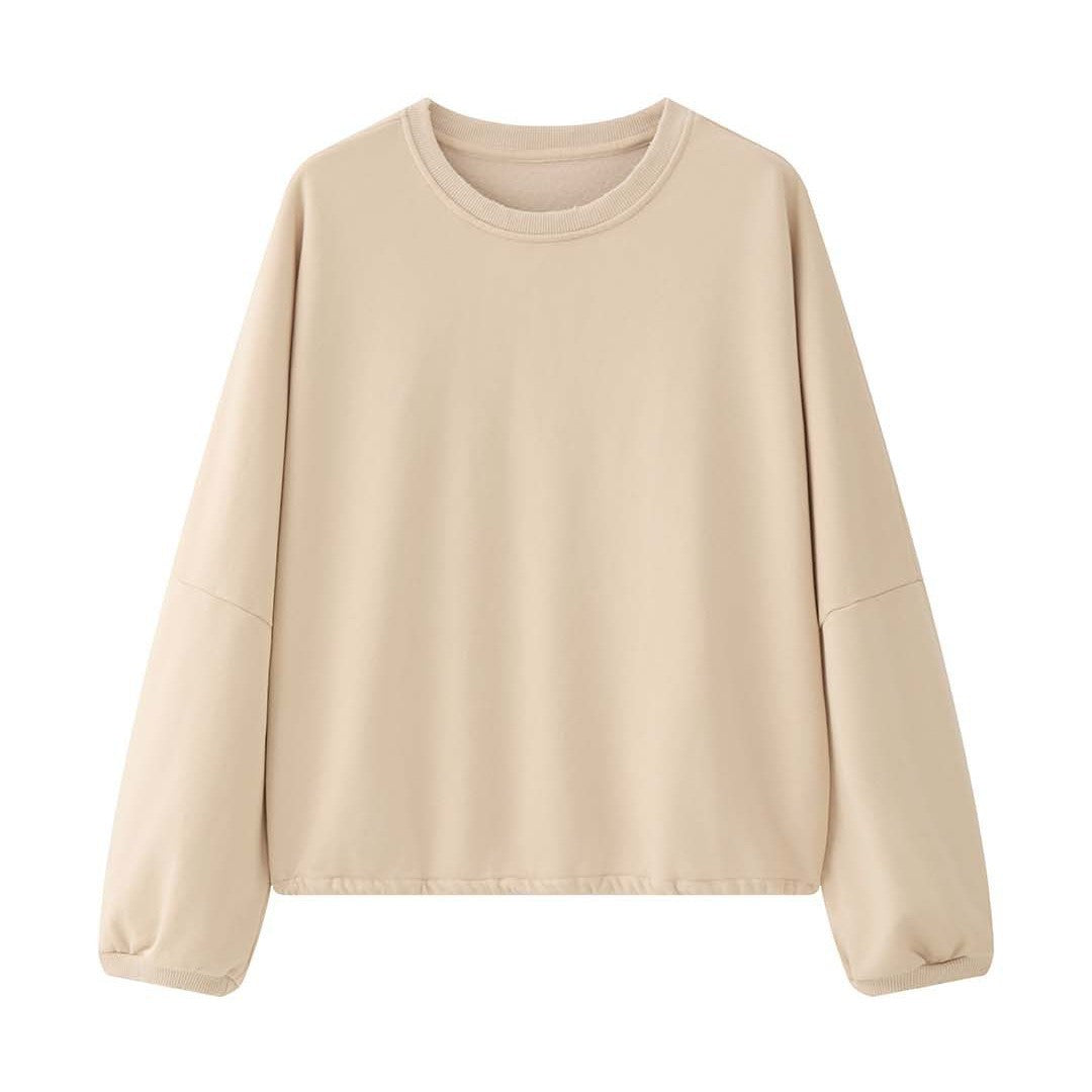 Women's Relaxed-Fit Cotton Sweatshirt with Dropped Shoulder and Rounded Hem Chichicherry