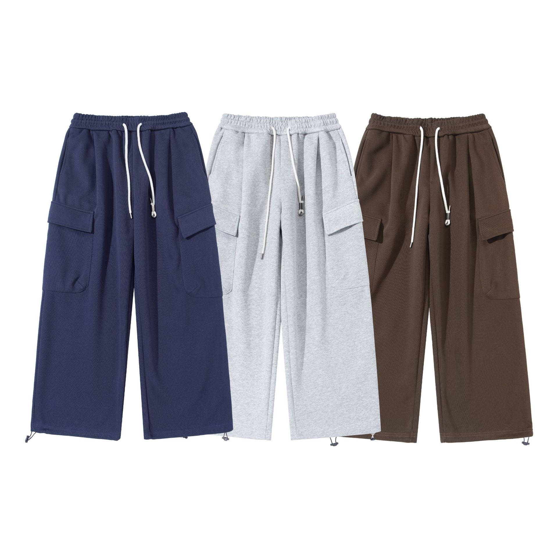 Unisex Cropped Cargo Sweatpants with elastic waistband, drawstring and adjustable hem
