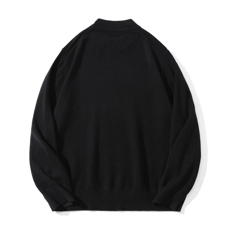 Unisex Fine Knit Sweater with Mockneck, Oversized Cut and Ribbed Cuffs Chichicherry