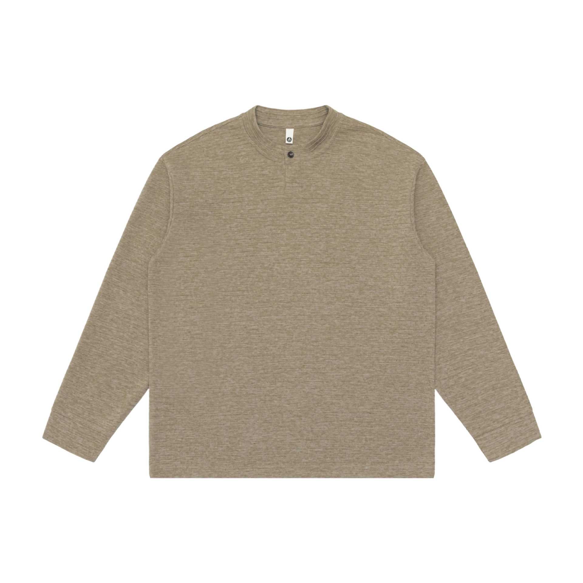 Unisex Structured Henley Sweater with Short Button Collar and Oversized Fit Chichicherry