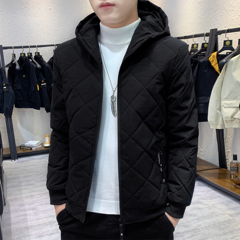 Men's quilted hooded jacket in slim fit with diamond quilting and thermal insulation Chichicherry
