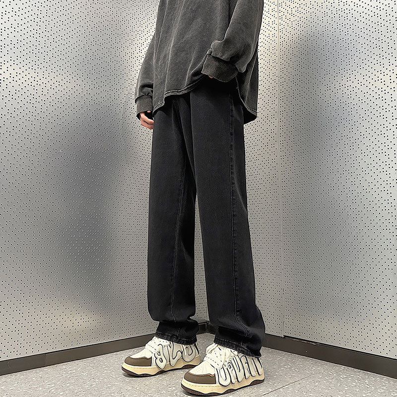 Men's Loose Vintage Denim Pants in Baggy Street Style with Front Pleat Chichicherry