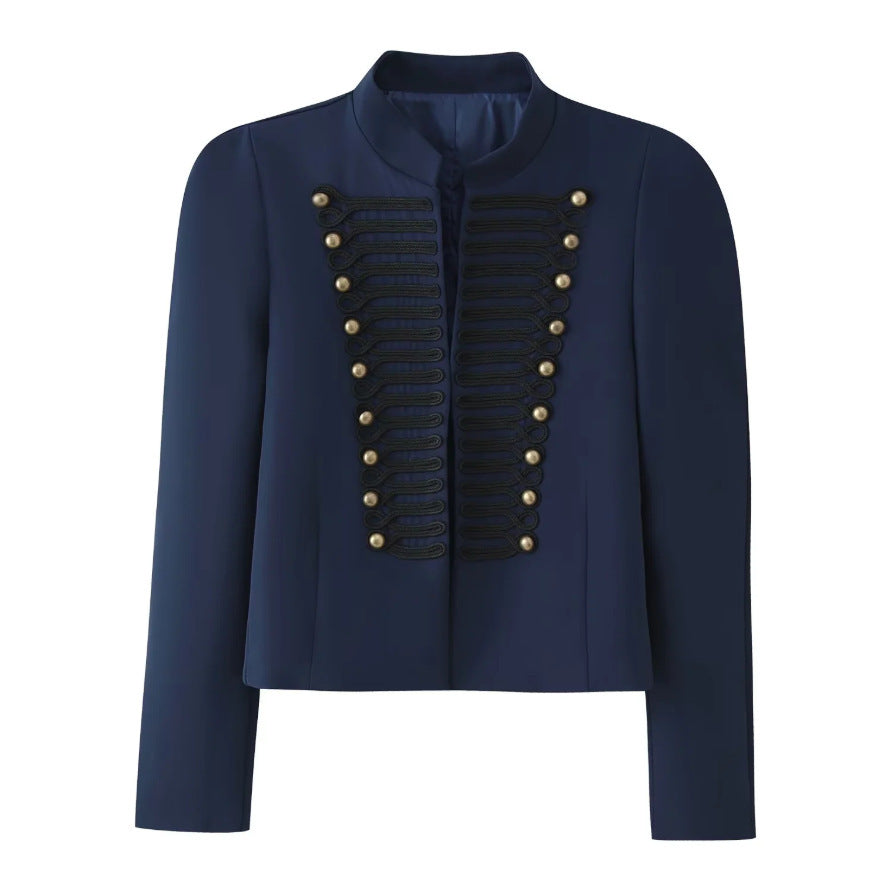 Ladies short jacket in hussar-inspired design with stand-up collar and decorative cords Chichicherry