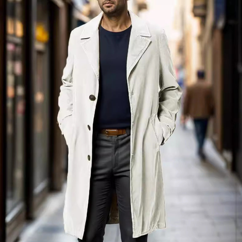 Herren Leichter langer Trenchcoat mit Reverskragen und aufgesetzten Eingrifftaschen Chichicherry