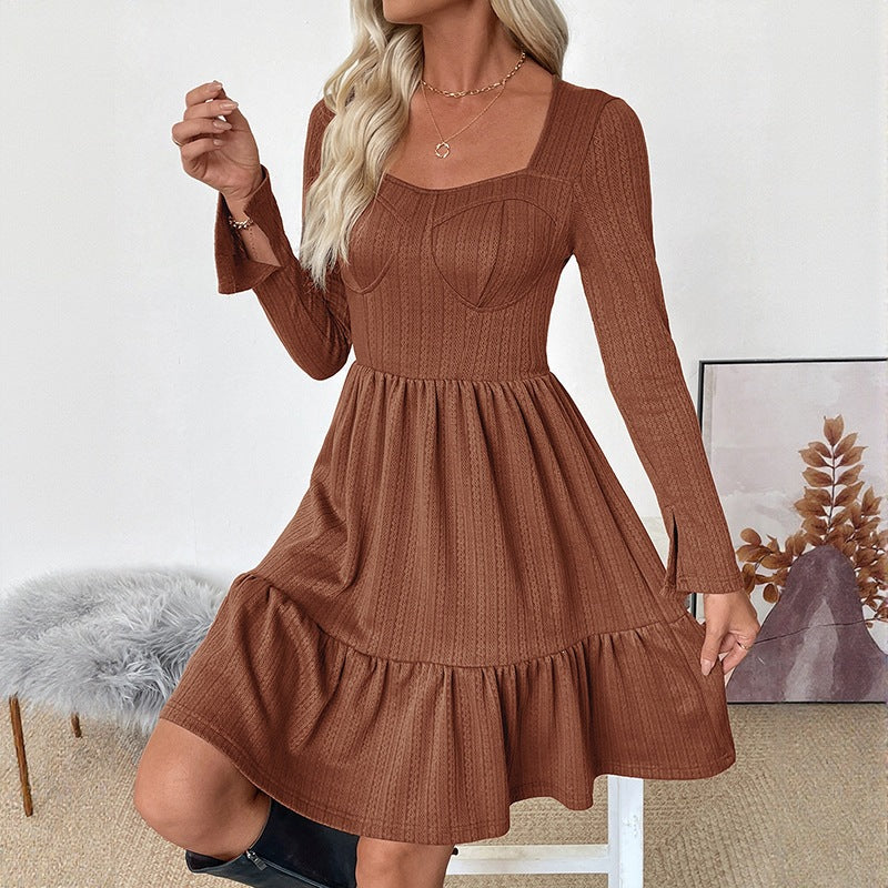 Women's Structured Knit Dress with Heart-Shaped Bustier Detail and Tiered Skirt Chichicherry
