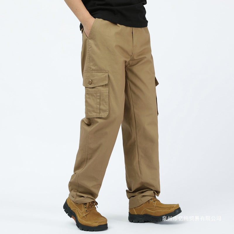 Men's utilitarian cargo pants with straight cut and multi-pockets Chichicherry