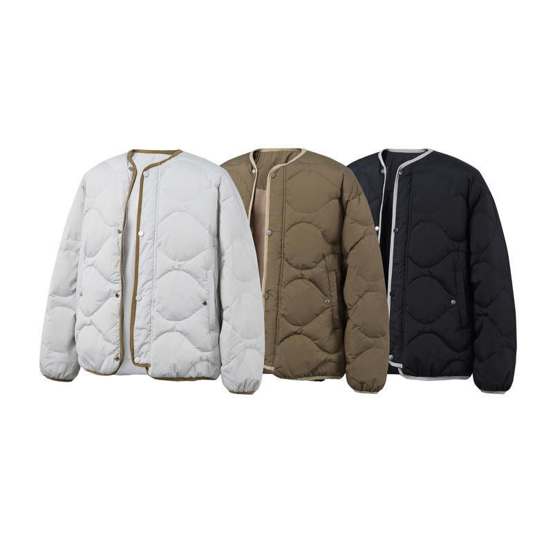 Unisex Kastig padded short jacket with circular quilting, round neckline and contrast piping Chichicherry