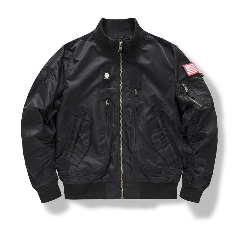 Men's pilot bomber jacket in utility style with vertical zip pockets and ribbed cuffs Chichicherry
