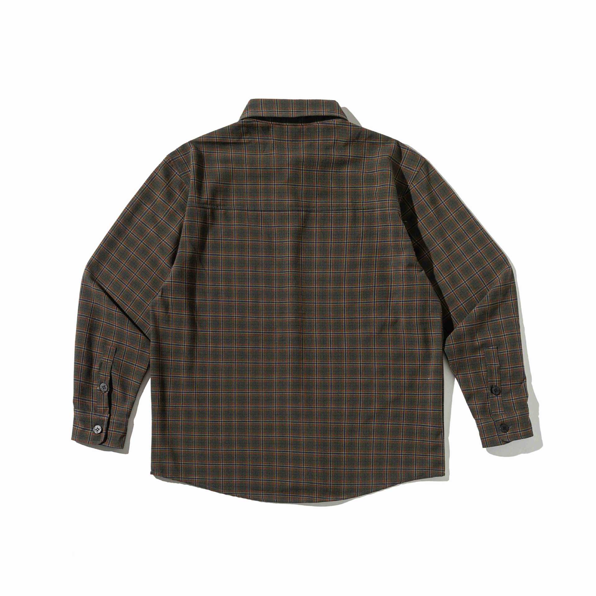Men's checkered shirt jacket made of heavy twill with chest flap pocket and rounded hem Chichicherry