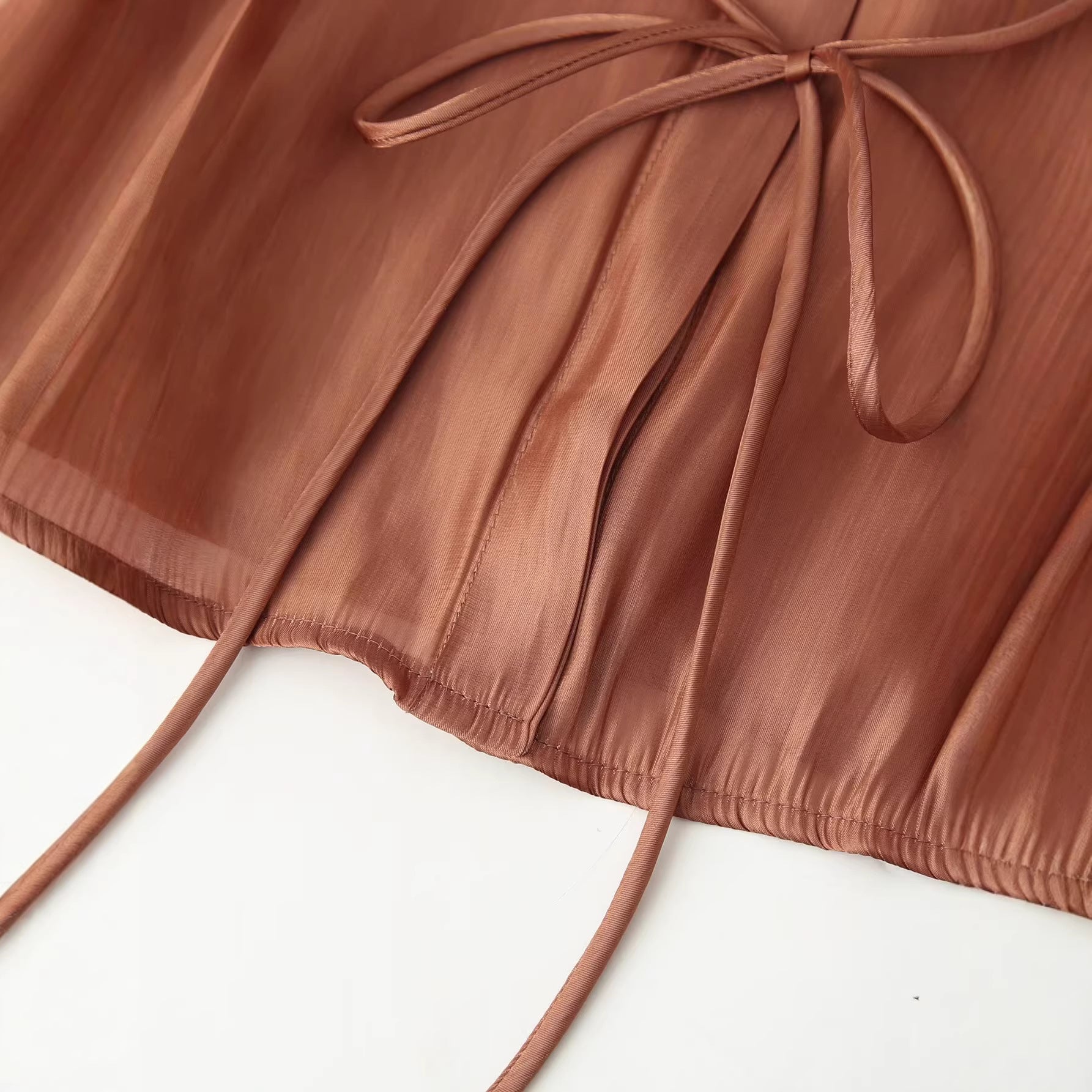 Women's Two-Piece Satin Loungewear Set with Shirt Blouse and Wide Elastic Waist Pants Chichicherry