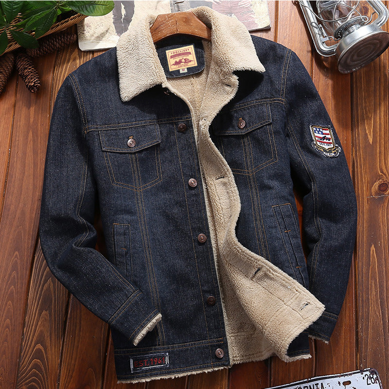 Men's denim jacket with warming Sherpa lining and retro worker details Chichicherry