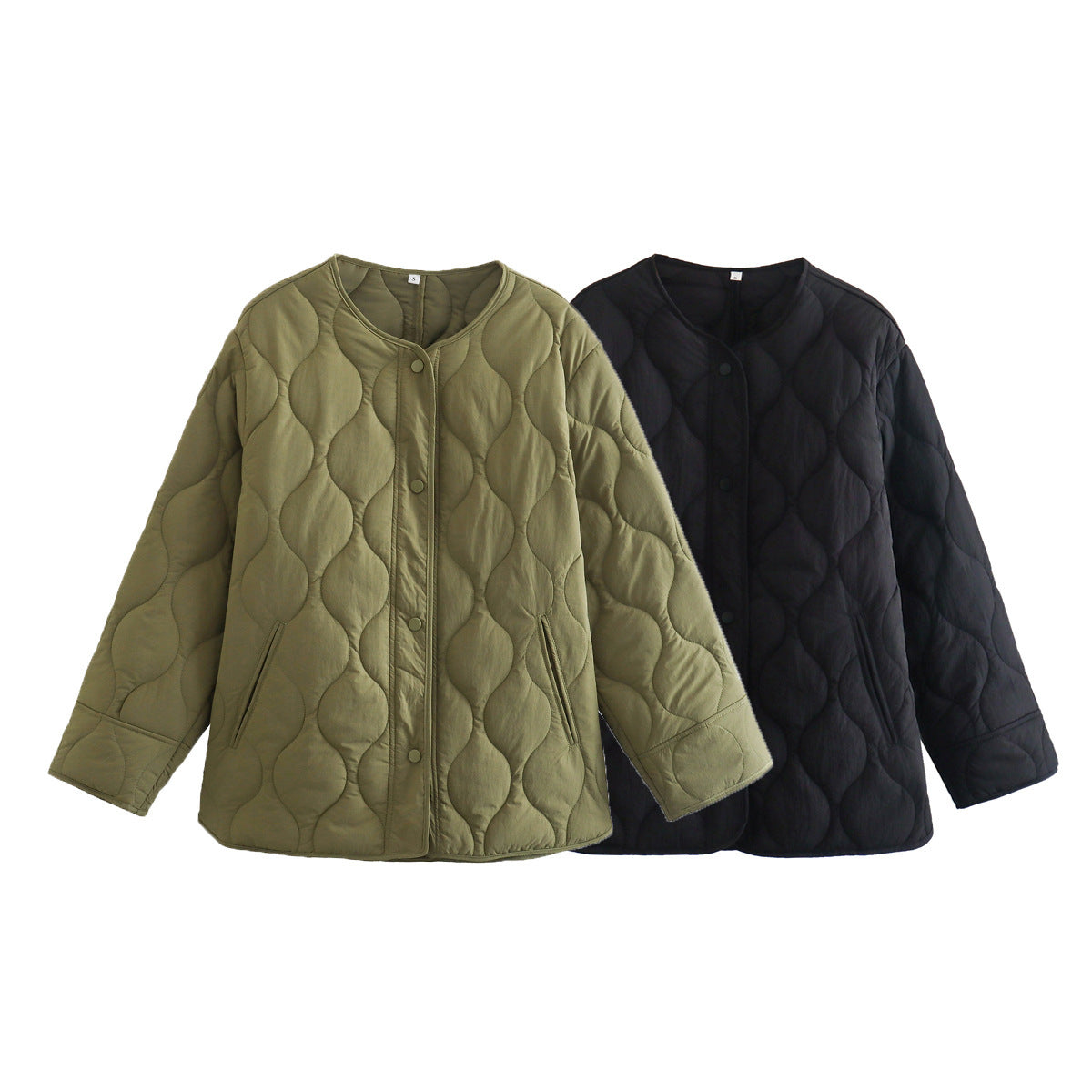 Women’s Longline Padded Jacket with Oversized Silhouette and Snap Button Closure Chichicherry