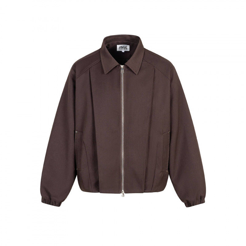Unisex Boxy transitional blouse with shirt collar, two-way metal zipper and elastic cuffs Chichicherry