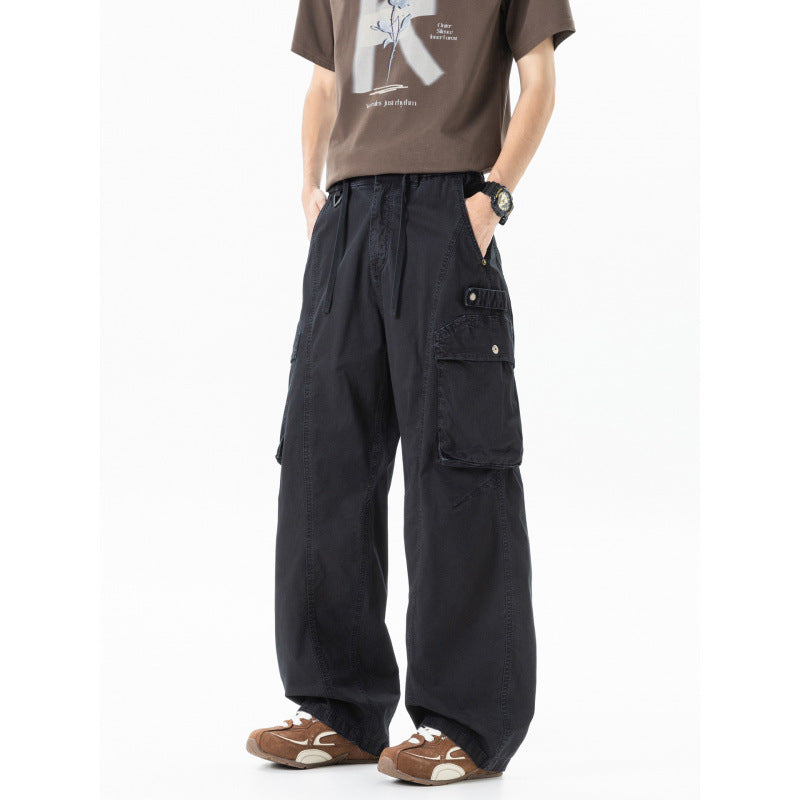 Men's Loose Cargo Pants in Baggy Cut with Utility Pockets and Drawstring Waist Chichicherry