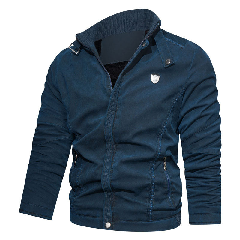 Men's lightweight canvas bomber with stand-up collar, zipper and zippered pockets Chichicherry