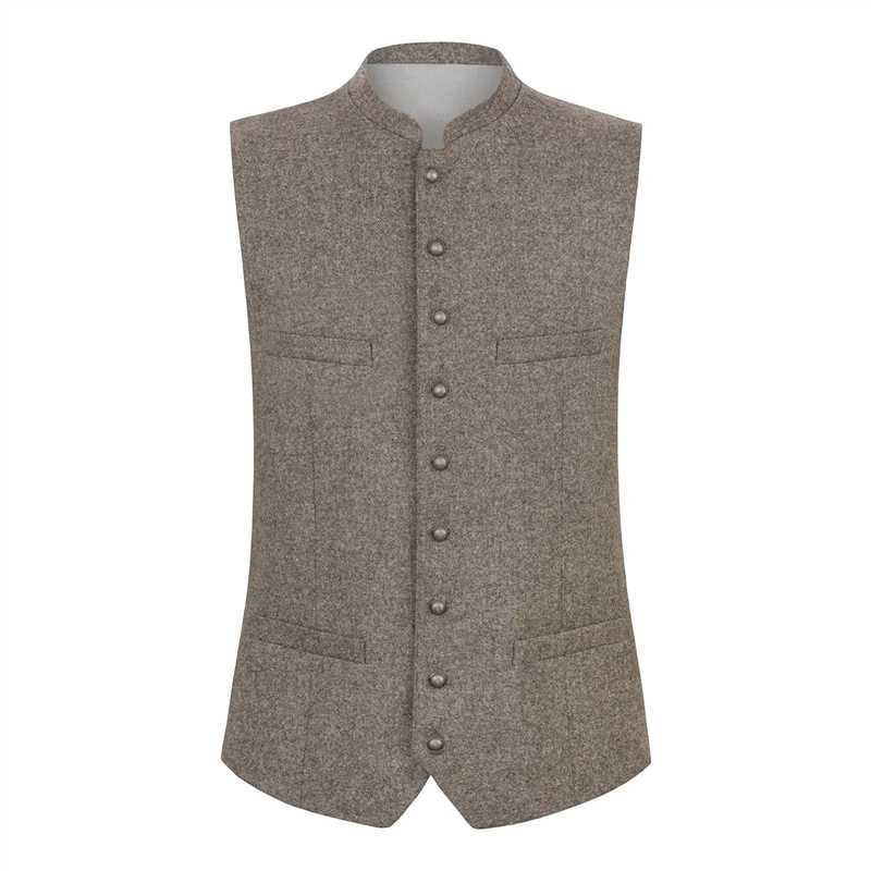 Men's vest with stand-up collar and continuous button placket in traditional style Chichicherry