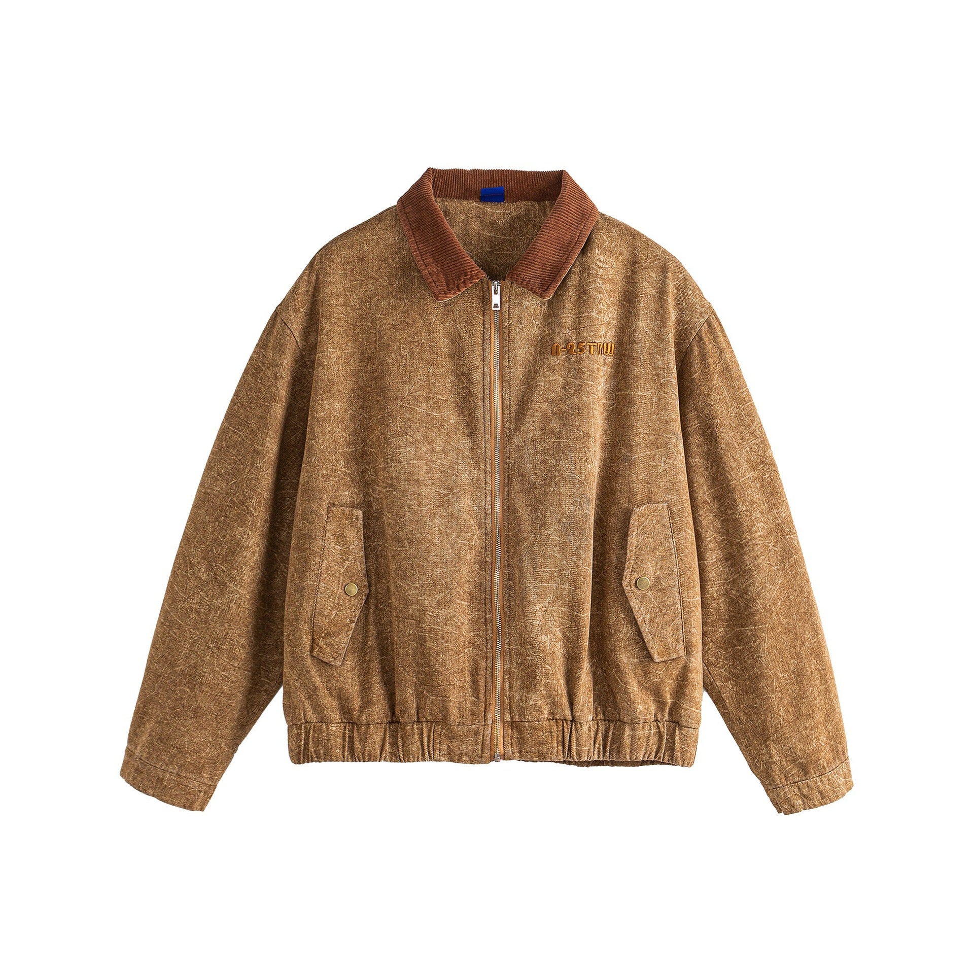 Unisex Boxy-Canvas-Bomber Jacket with Cord Collar and Utility Flap Pockets Chichicherry