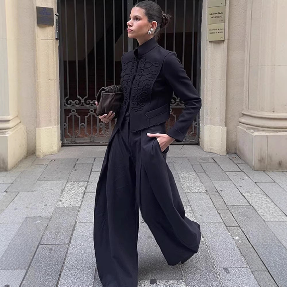 Women's Militarily Inspired Short Jacket with Cord and Hook Decoration Chichicherry