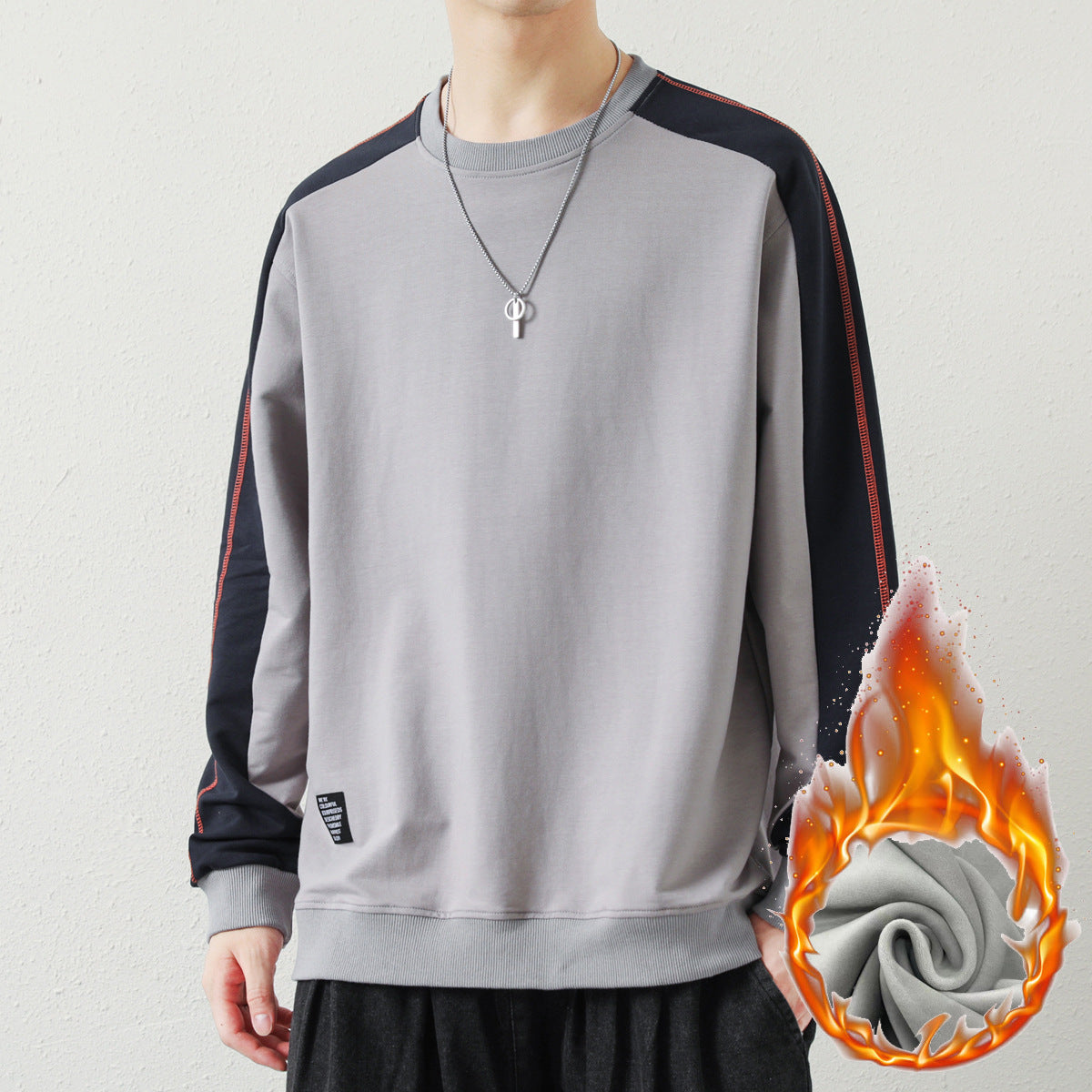 Men's Oversized Sweatshirt with Contrasting Sleeves, Flat Seam Details and Ribbed Cuffs Chichicherry